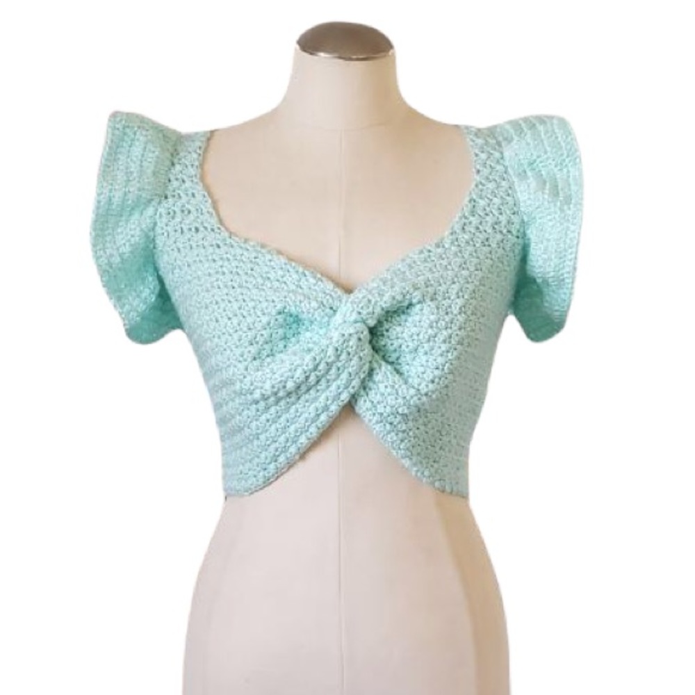 Crochet Twist Top with Ruffles